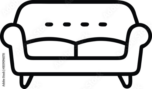 Black outline of a two-seater sofa couch furniture