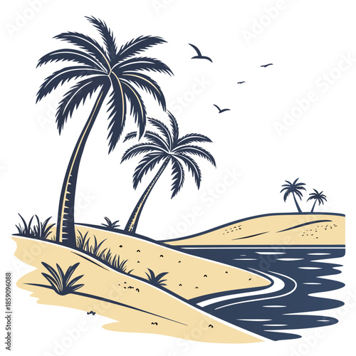 Tropical beach with palm trees