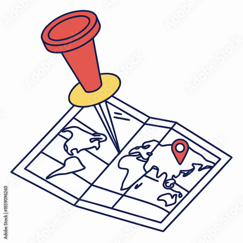 Map with red pushpin