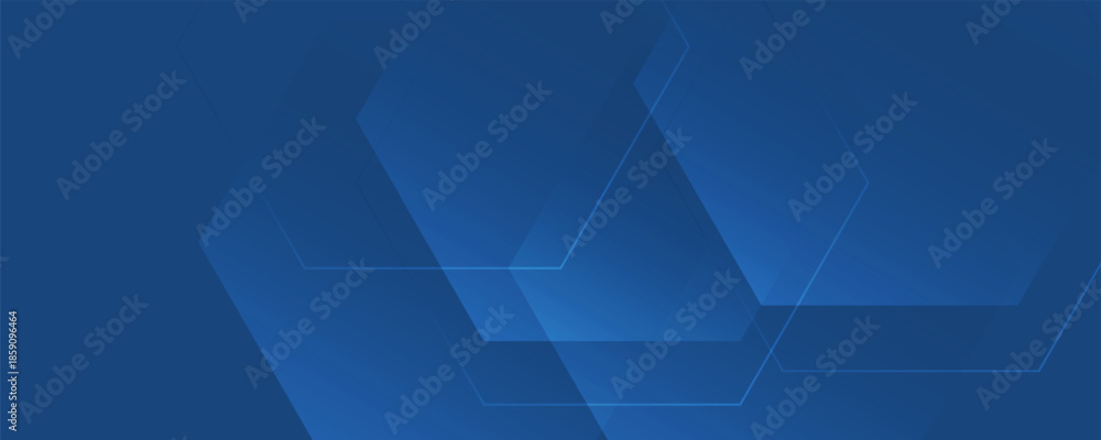 Obraz premium Abstract vector blue background with glowing geometric lines. Blue gradient hexagon shape design. abstract decoration