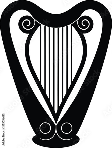 Irish harp silhouette black vector traditional celtic harp