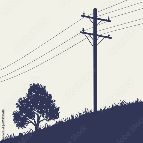 Electricity pole in countryside