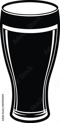 Black silhouette of a pint glass on a white background 1