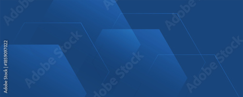 Abstract vector blue background with glowing geometric lines. Blue gradient hexagon shape design. eps10