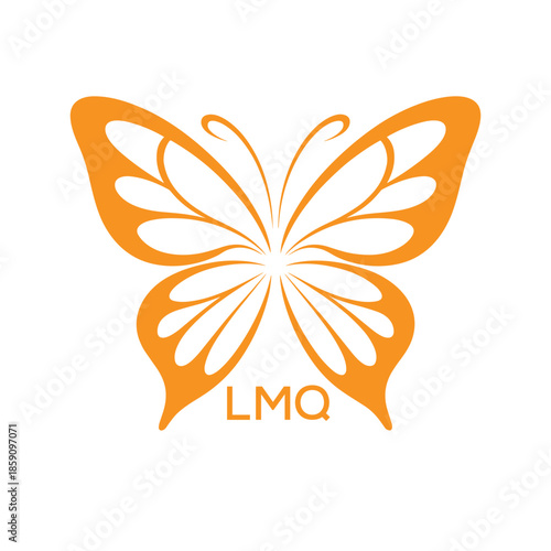 LMQ Elegant Orange Butterfly Logo. LMQ Design for Beauty, Spa, Wellness and Fashion. LMQ bast Branding icon.
