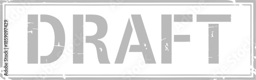 Draft Grey Stamp Rectangle Border Grunge Style Vector Illustration