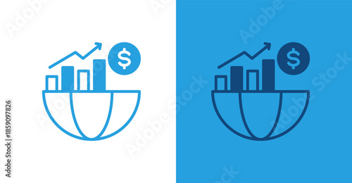 Global Economy Flat, with light and dark background