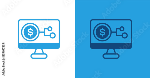 Digital Economy Flat, with light and dark background