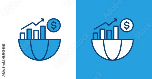 Global Economy Color Outline, with light and dark background