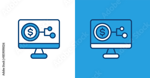 Digital Economy Color Outline, with light and dark background