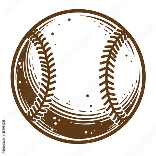 Vintage Brown baseball with stitching and texture on white background  sports equipment