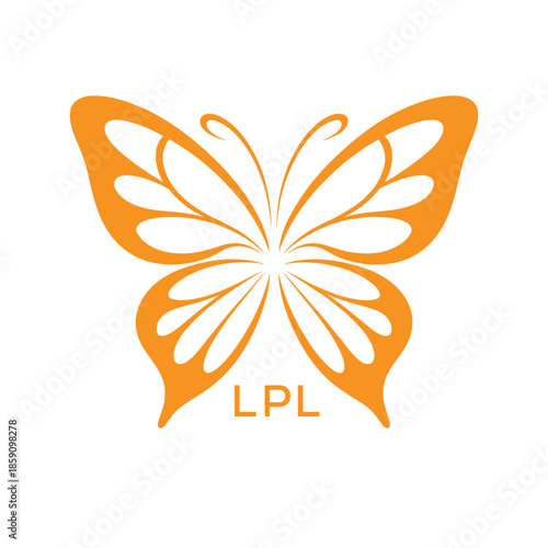 LPL Elegant Orange Butterfly Logo. LPL Design for Beauty, Spa, Wellness and Fashion. LPL bast Branding icon.
