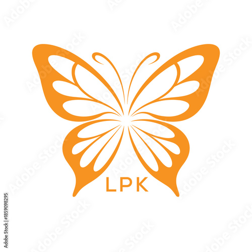 LPK Elegant Orange Butterfly Logo. LPK Design for Beauty, Spa, Wellness and Fashion. LPK bast Branding icon.
