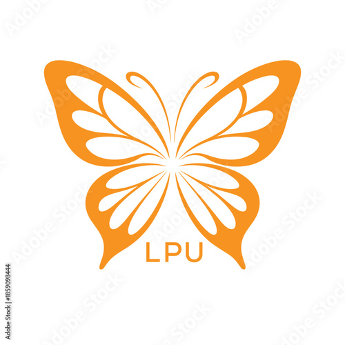 LPU Elegant Orange Butterfly Logo. LPU Design for Beauty, Spa, Wellness and Fashion. LPU bast Branding icon.
