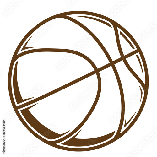 Vintage Brown basketball icon in simple line art style for sports design and illustration purposes  athletic symbol