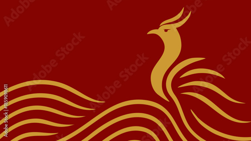 Imlek, Phoenix Ripple, Elegant phoenix design suitable for branding, logos, and digital media representing rebirth and renewal.