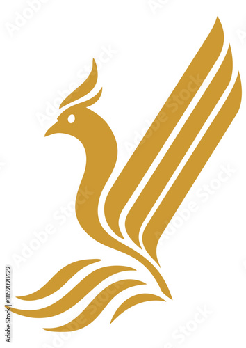 Imlek, Phoenix Ripple, Stylized gold phoenix symbol ideal for logos, branding, and luxury design projects.