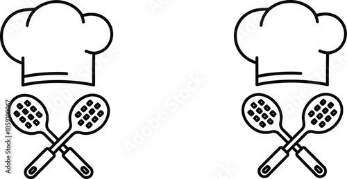 Two chef hats with kitchen tools a versatile graphic on transparent background silhouette