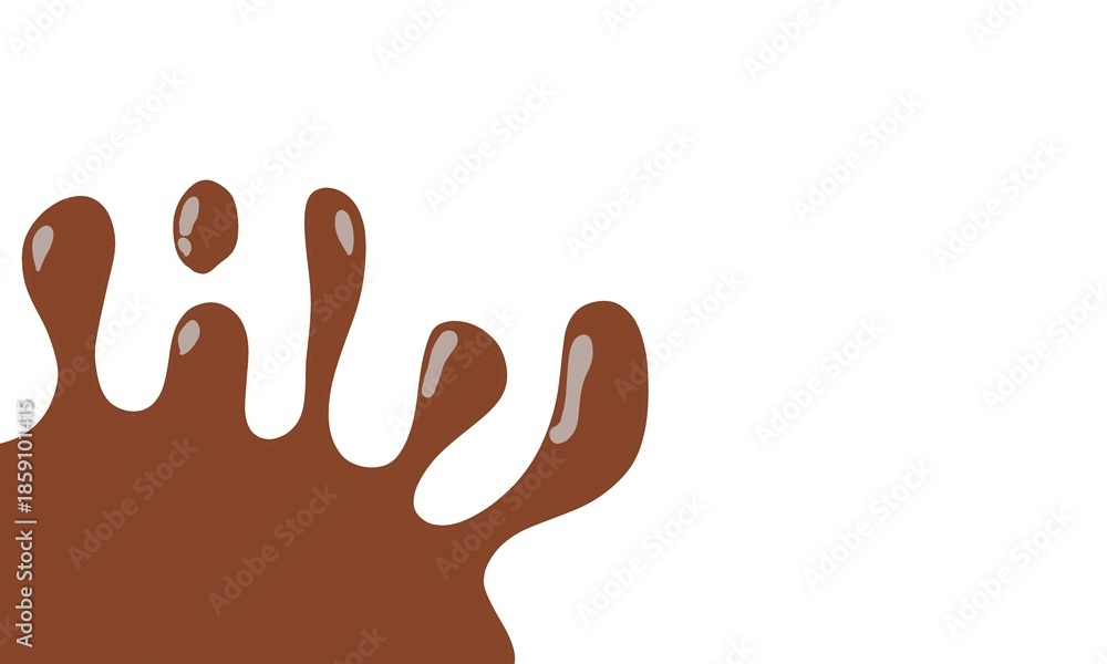 Fototapeta premium Chocolate Splash Isolated on White Background Sweet Liquid Stain.