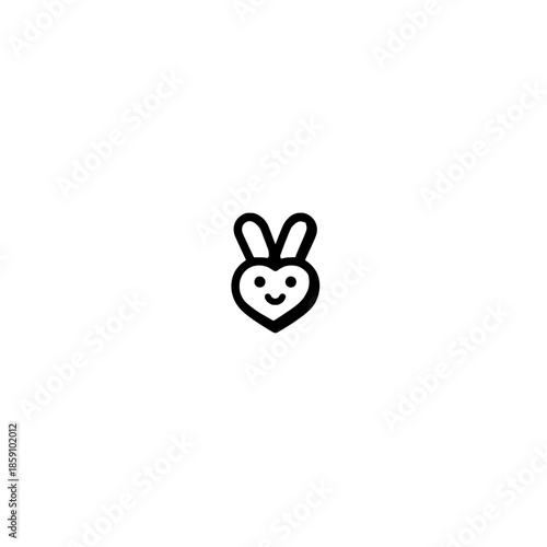 Stylized rabbit heart icon symbol vector illustration concept for romance animal and decorative art