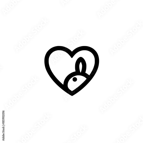 Stylized rabbit icon in heart symbol vector illustration concept for romance animal and decorative art