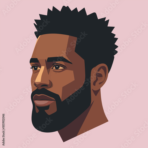 Male portrait of bearded African man in profile vector