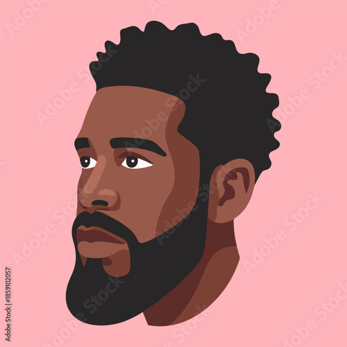 Male portrait of bearded African man in profile vector