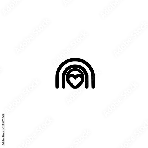 Heart icon below rainbow line symbol vector illustration design for love nature and creative artwork