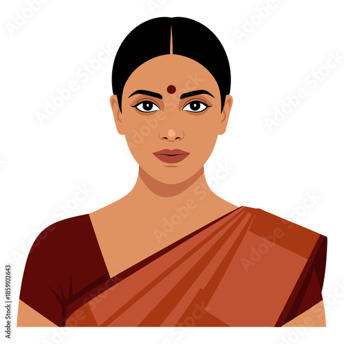 mature indian woman portrait flat vector