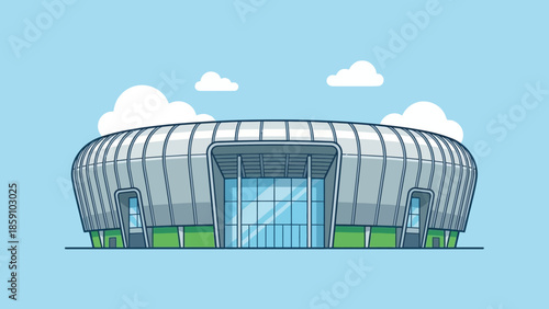 Modern stadium with blue sky