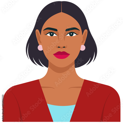 beautiful woman with short hair portrait flat vector