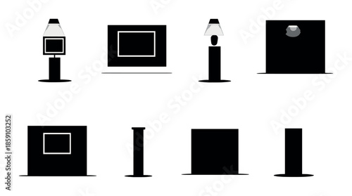 Minimalist silhouettes of lamp and furniture in modern interior design