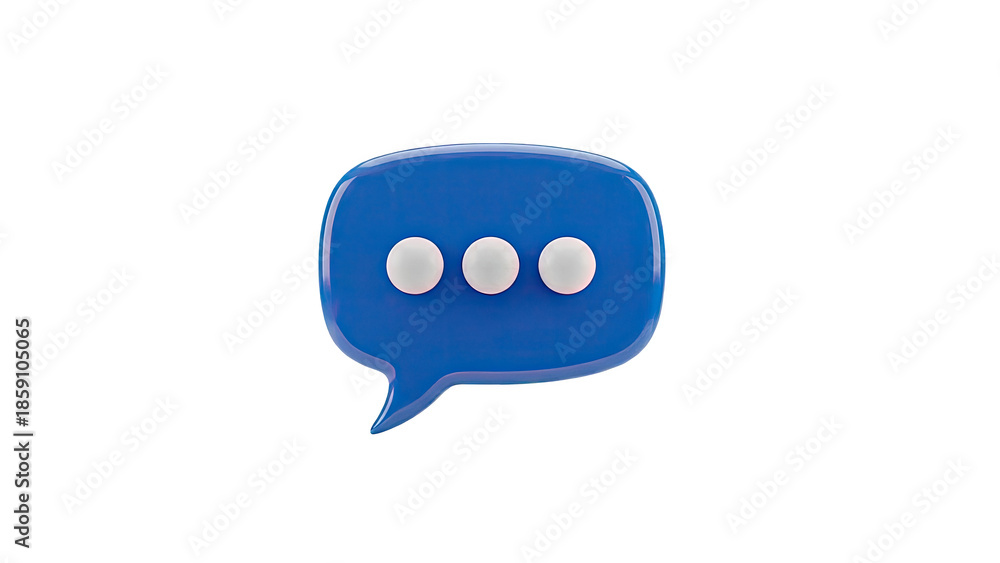 Fototapeta premium 3D Blue Speech Bubble with Three White Dots