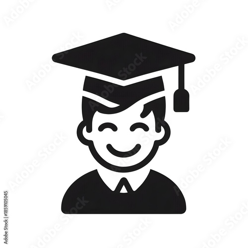 Student icon in solid and stroke black graduation cap style vector