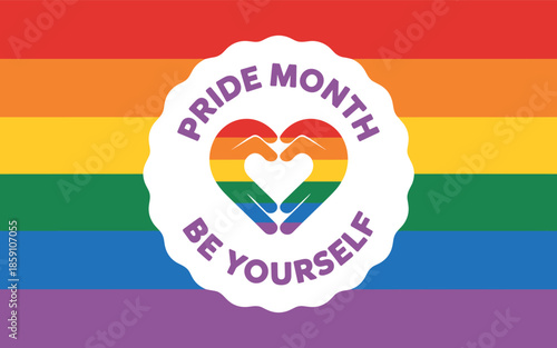 Pride month celebration with rainbow flag and supportive message