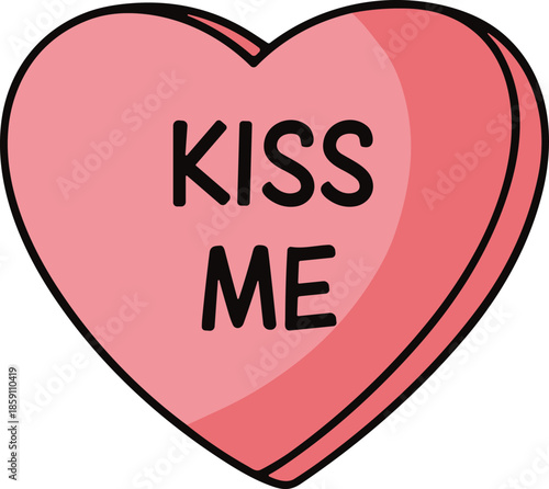 Pink heart candy with kiss me message vector