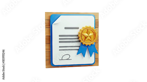 Certificate with Gold Star Seal and Blue Ribbons