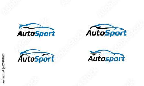 AutoSport logo set with dynamic swoosh for racing, motorsport and performance branding
