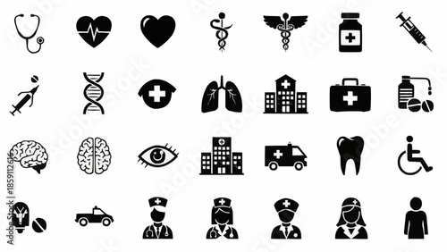 Collection of Medical Health Care Icons and Symbols.