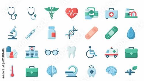 Collection of Medical Health Care Icons and Symbols.