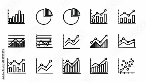 Collection of various business and financial chart icons.