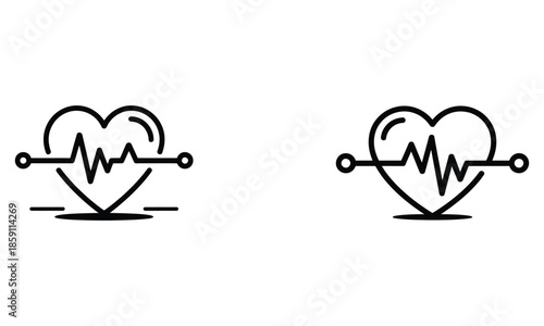 Heart with heartbeat line icon representing health, cardiology and medical care
