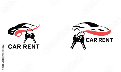 Car Rent Logo Set Vehicle Rental and Transportation Service
