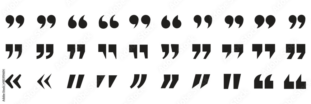 Naklejka premium Set of quote mark icons isolated on white background.Quotation marks.Black quotes icon collection