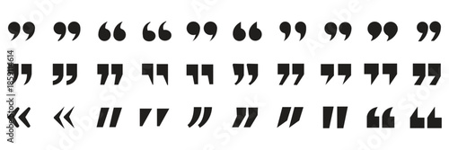 Set of quote mark icons isolated on white background.Quotation marks.Black quotes icon collection