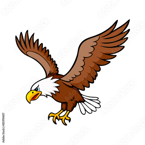 Bald eagle flying and normal position draw on white background vector illustration. Mode by Illustrator for moral cartoon ... See More