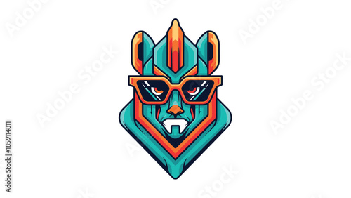 Cool stylized animal head wearing sunglasses, vibrant illustration, modern design concept.
