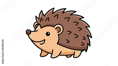 Cute cartoon hedgehog smiling happily, ready for adventure in the wild world.