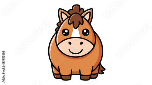 Cute cartoon horse illustration with a friendly smile and adorable features.