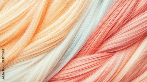 Soft textured strands of color flowing together in a gentle weave pattern with peach cream and pale rose hues